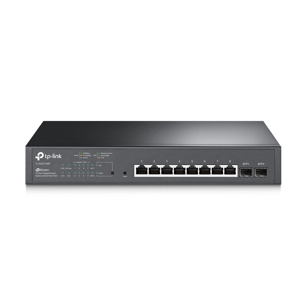 TP-Link JetStream TL-SG2210MP 10-Port Gigabit Smart Switch with 8 PoE+ Ports & 2 Gigabit SFP Slots